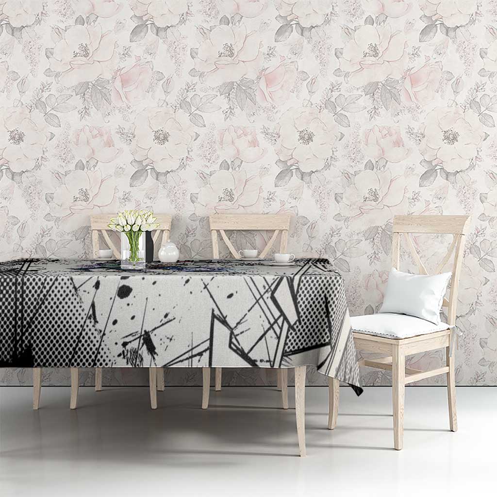 Killua Silva Illumi Team Design Tablecloth with Monochrome Graffiti Background and Hunter Association Symbols - The Mazicc