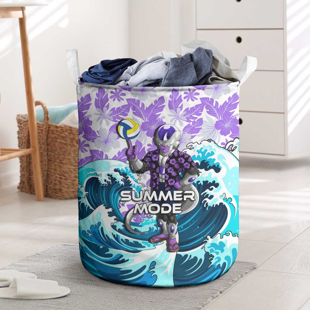 Frieza Dragon Ball Summer Theme Laundry Basket with Volleyball Floral Shirt and Shenron Tropical Design - The Mazicc
