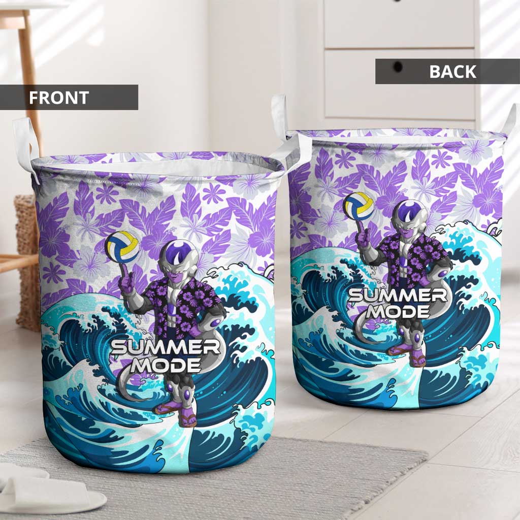 Frieza Dragon Ball Summer Theme Laundry Basket with Volleyball Floral Shirt and Shenron Tropical Design - The Mazicc