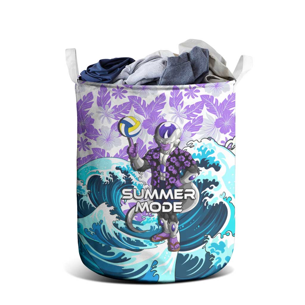 Frieza Dragon Ball Summer Theme Laundry Basket with Volleyball Floral Shirt and Shenron Tropical Design - The Mazicc