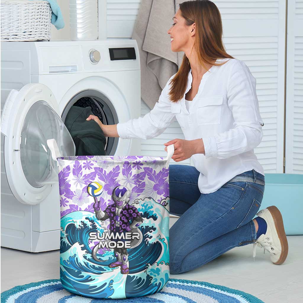 Frieza Dragon Ball Summer Theme Laundry Basket with Volleyball Floral Shirt and Shenron Tropical Design - The Mazicc
