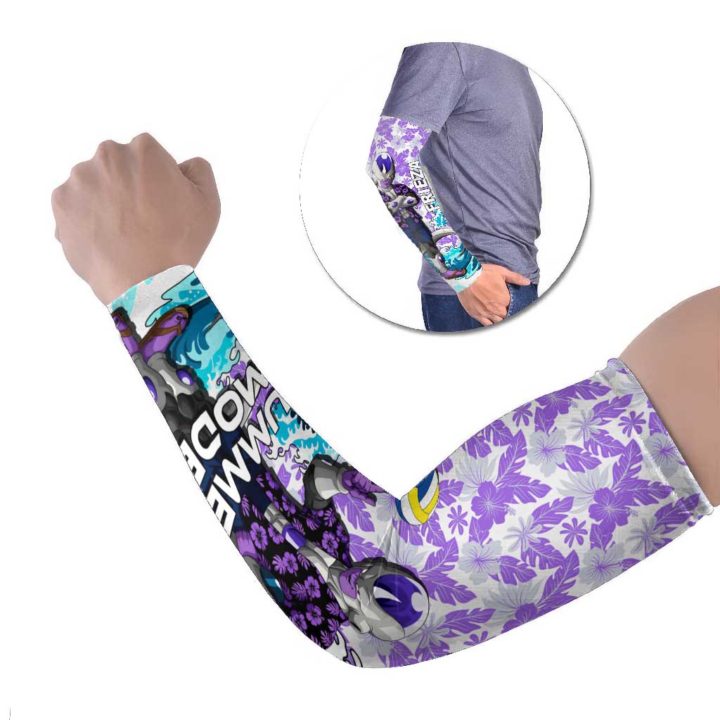 Frieza Dragon Ball Summer Theme Arm Sleeves with Volleyball Floral Shirt and Shenron Tropical Design - The Mazicc