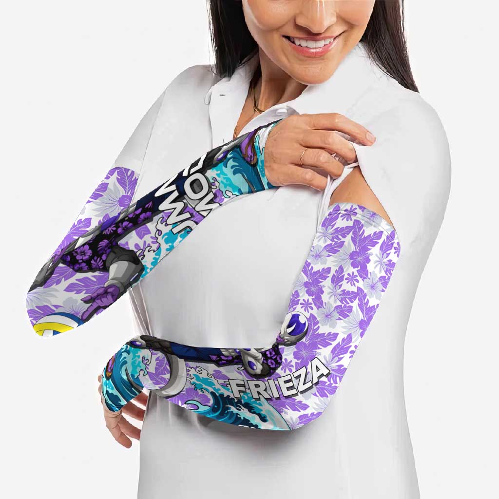 Frieza Dragon Ball Summer Theme Arm Sleeves with Volleyball Floral Shirt and Shenron Tropical Design - The Mazicc