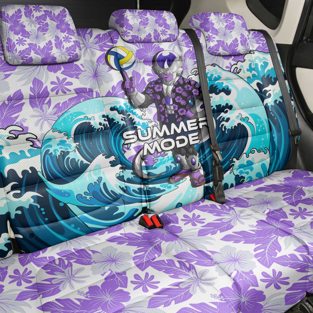 Frieza Dragon Ball Summer Theme Back Car Seat Cover with Volleyball Floral Shirt and Shenron Tropical Design - The Mazicc
