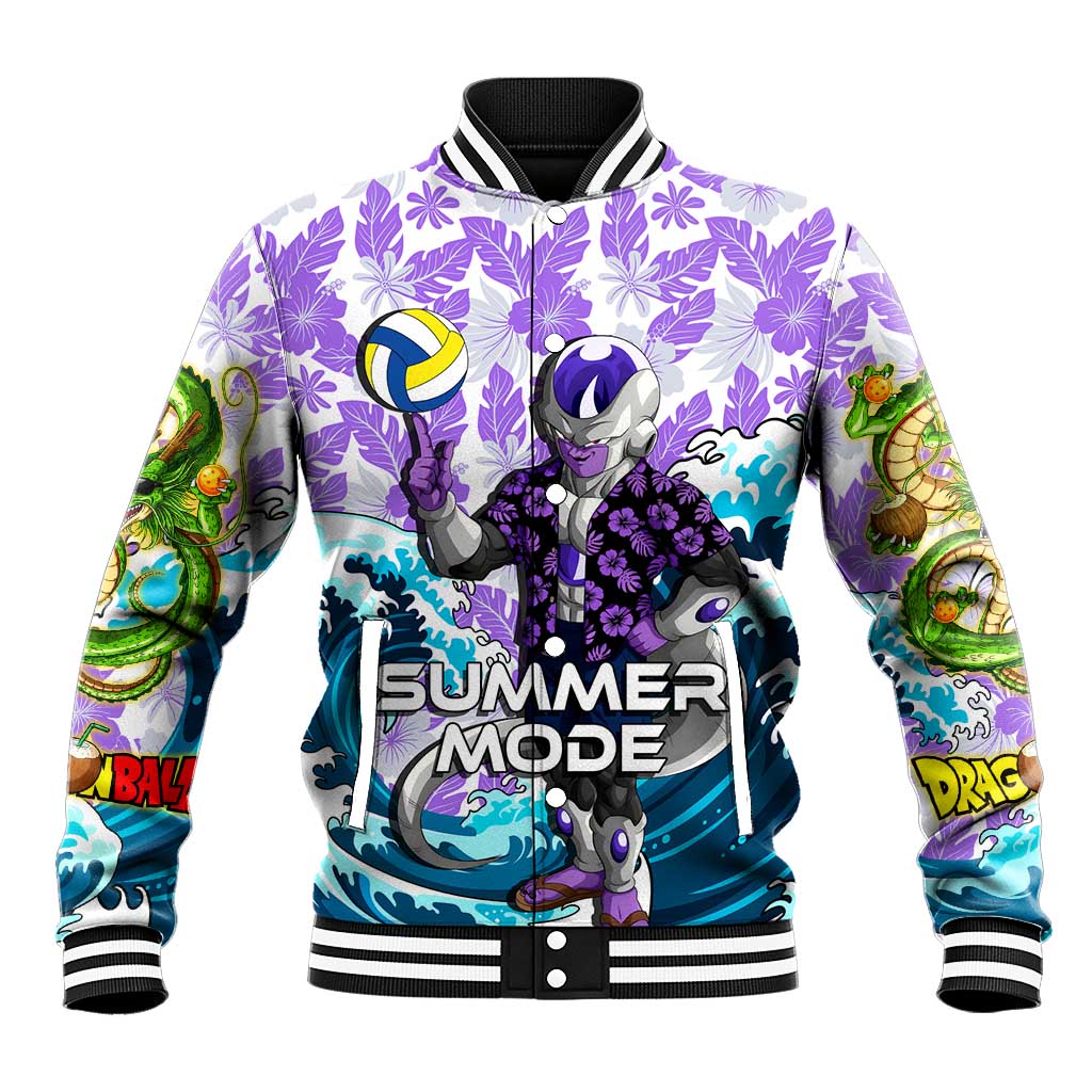 Frieza Dragon Ball Summer Theme Baseball Jacket with Volleyball Floral Shirt and Shenron Tropical Design - The Mazicc