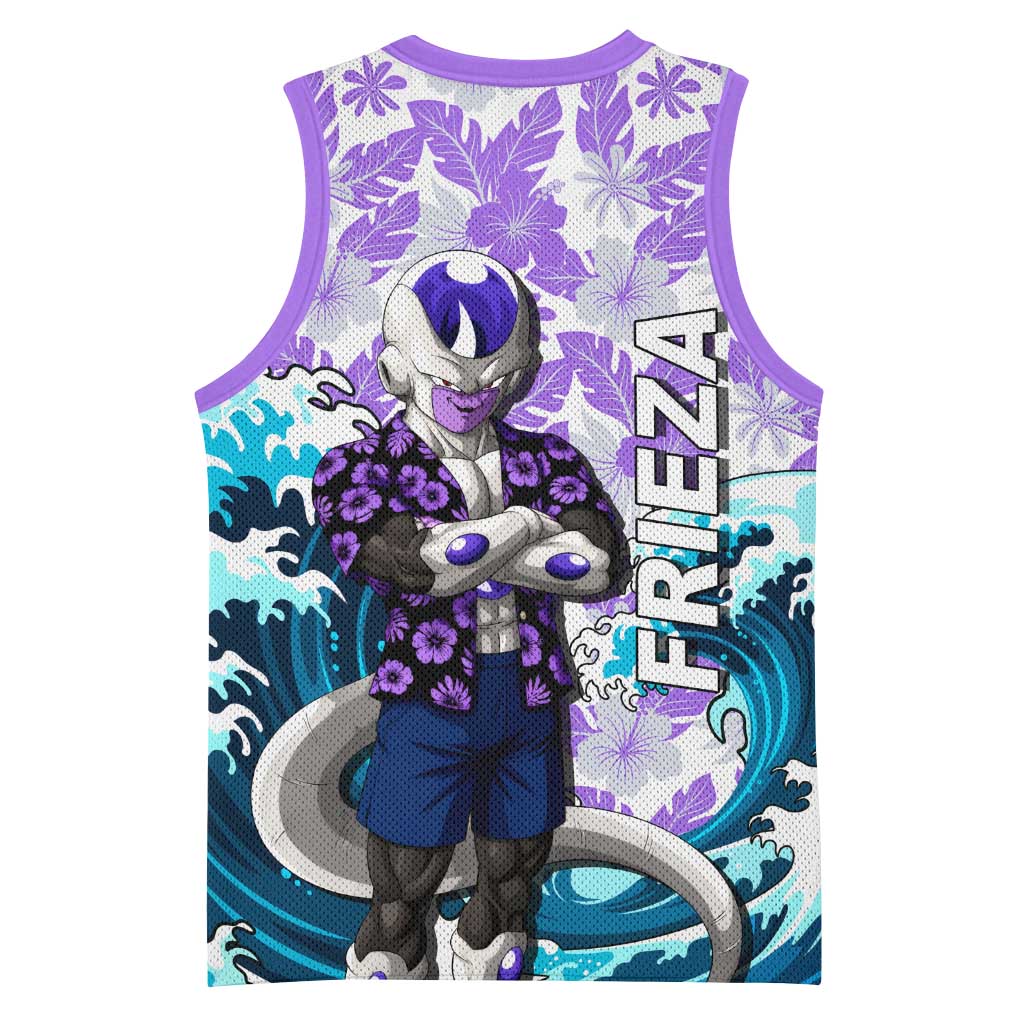 Frieza Dragon Ball Summer Theme Basketball Jersey with Volleyball Floral Shirt and Shenron Tropical Design - The Mazicc