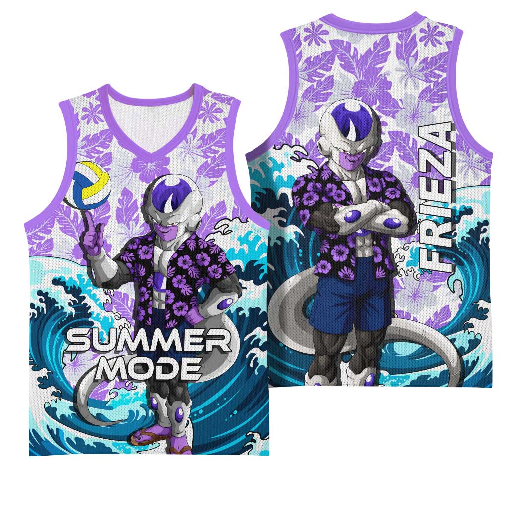 Frieza Dragon Ball Summer Theme Basketball Jersey with Volleyball Floral Shirt and Shenron Tropical Design - The Mazicc