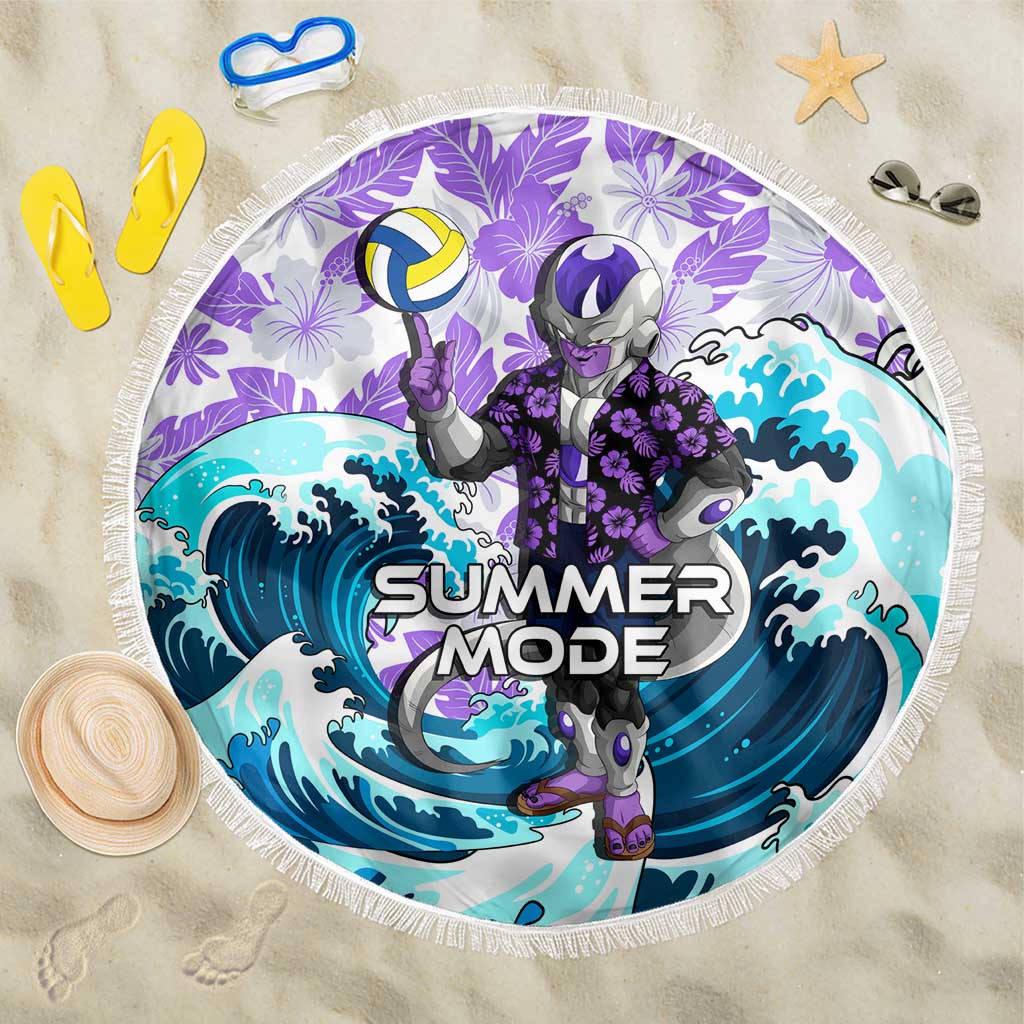 Frieza Dragon Ball Summer Theme Beach Blanket with Volleyball Floral Shirt and Shenron Tropical Design - The Mazicc