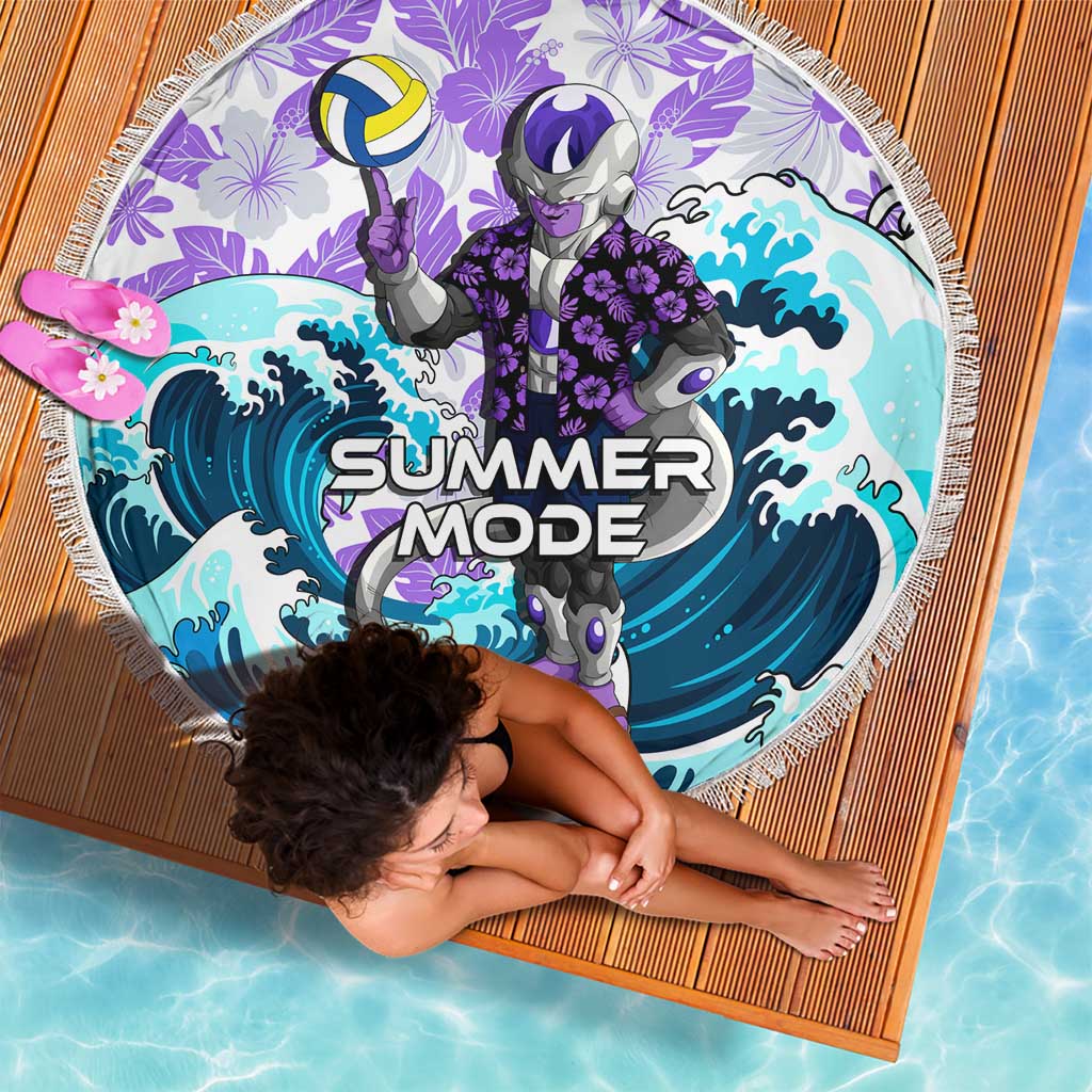 Frieza Dragon Ball Summer Theme Beach Blanket with Volleyball Floral Shirt and Shenron Tropical Design - The Mazicc