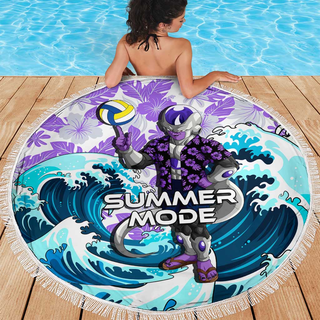 Frieza Dragon Ball Summer Theme Beach Blanket with Volleyball Floral Shirt and Shenron Tropical Design - The Mazicc