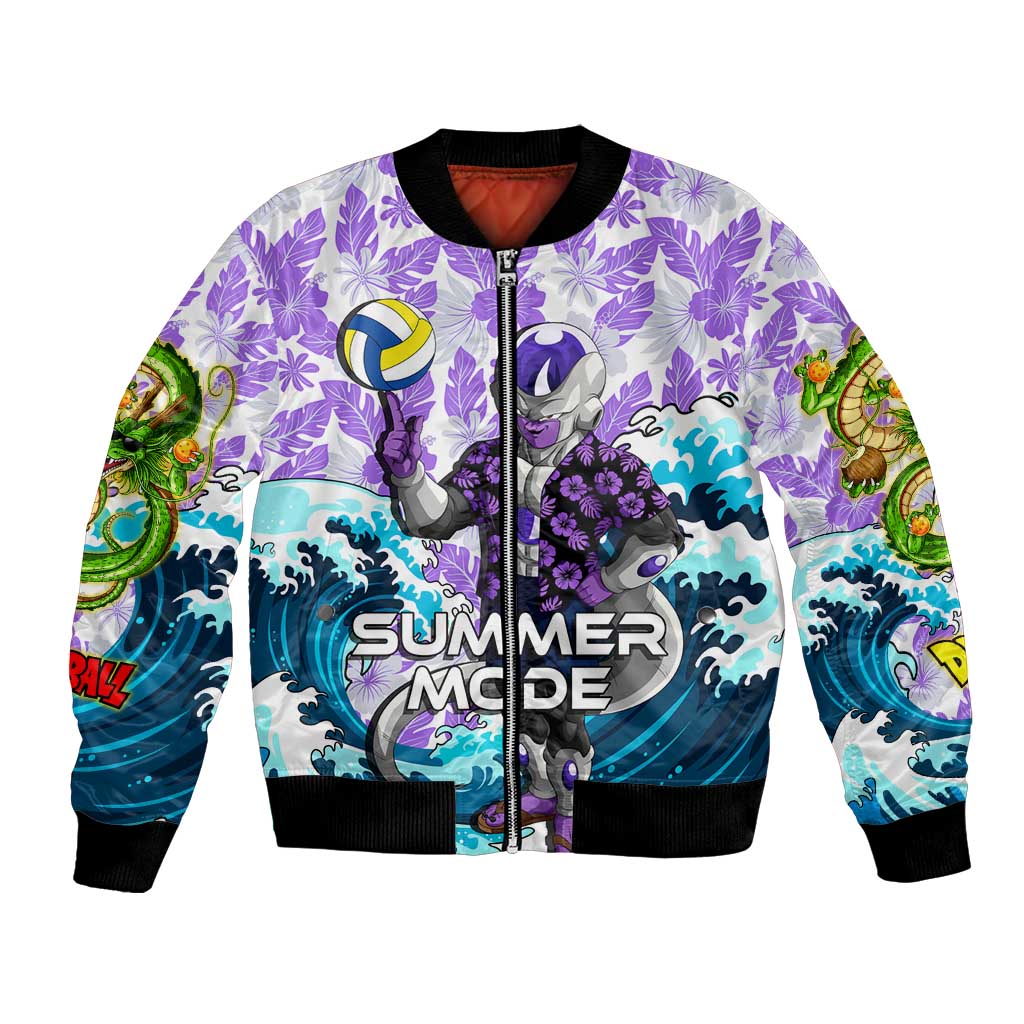 Frieza Dragon Ball Summer Theme Bomber Jacket with Volleyball Floral Shirt and Shenron Tropical Design - The Mazicc