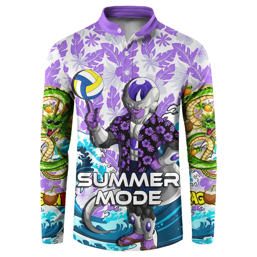 Frieza Dragon Ball Summer Theme Button Sweatshirt with Volleyball Floral Shirt and Shenron Tropical Design - The Mazicc