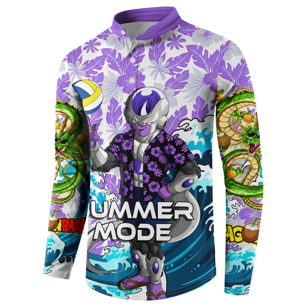 Frieza Dragon Ball Summer Theme Button Sweatshirt with Volleyball Floral Shirt and Shenron Tropical Design - The Mazicc