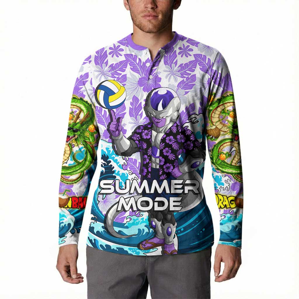 Frieza Dragon Ball Summer Theme Button Sweatshirt with Volleyball Floral Shirt and Shenron Tropical Design - The Mazicc