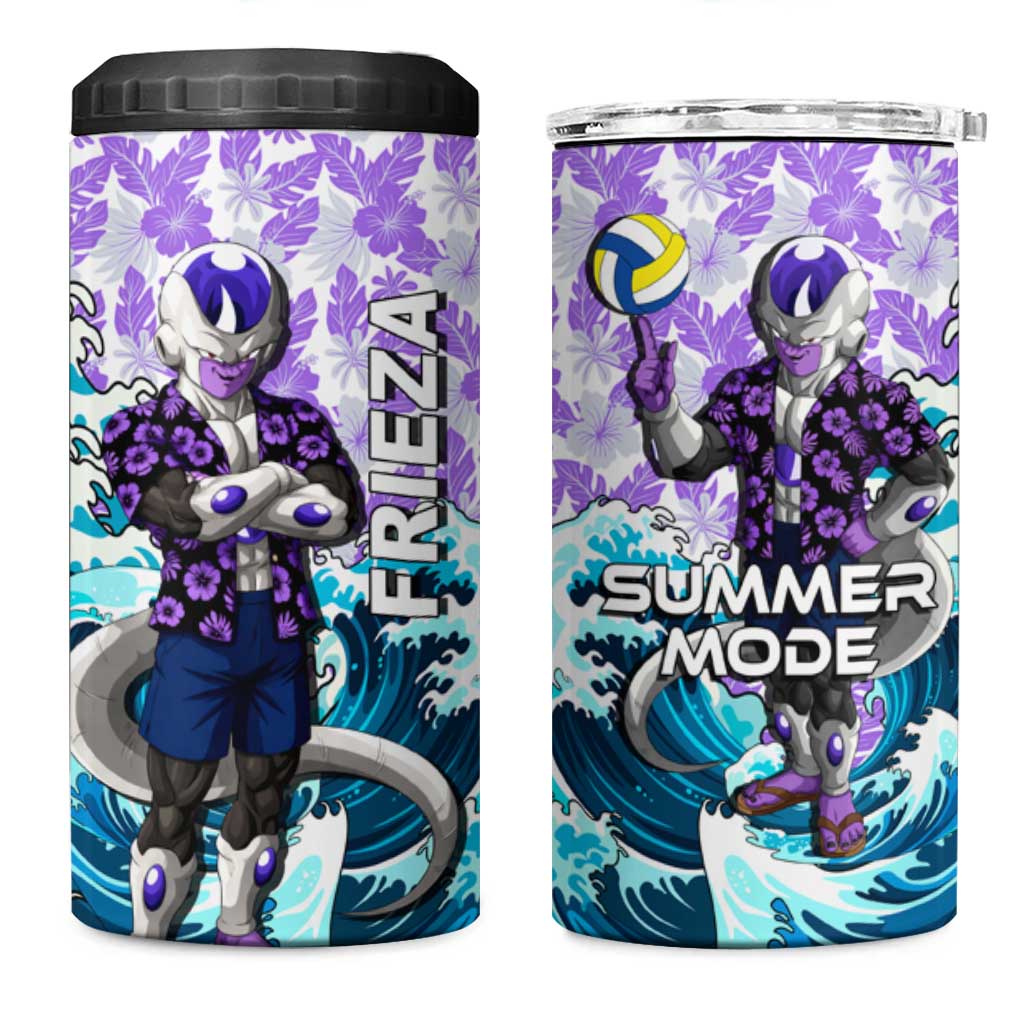 Frieza Dragon Ball Summer Theme 4 in 1 Can Cooler Tumbler with Volleyball Floral Shirt and Shenron Tropical Design - The Mazicc