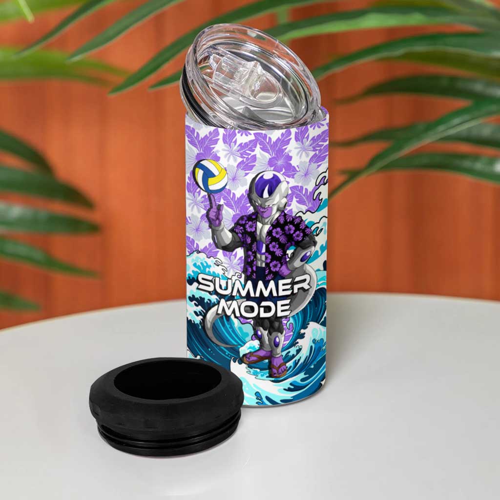Frieza Dragon Ball Summer Theme 4 in 1 Can Cooler Tumbler with Volleyball Floral Shirt and Shenron Tropical Design - The Mazicc