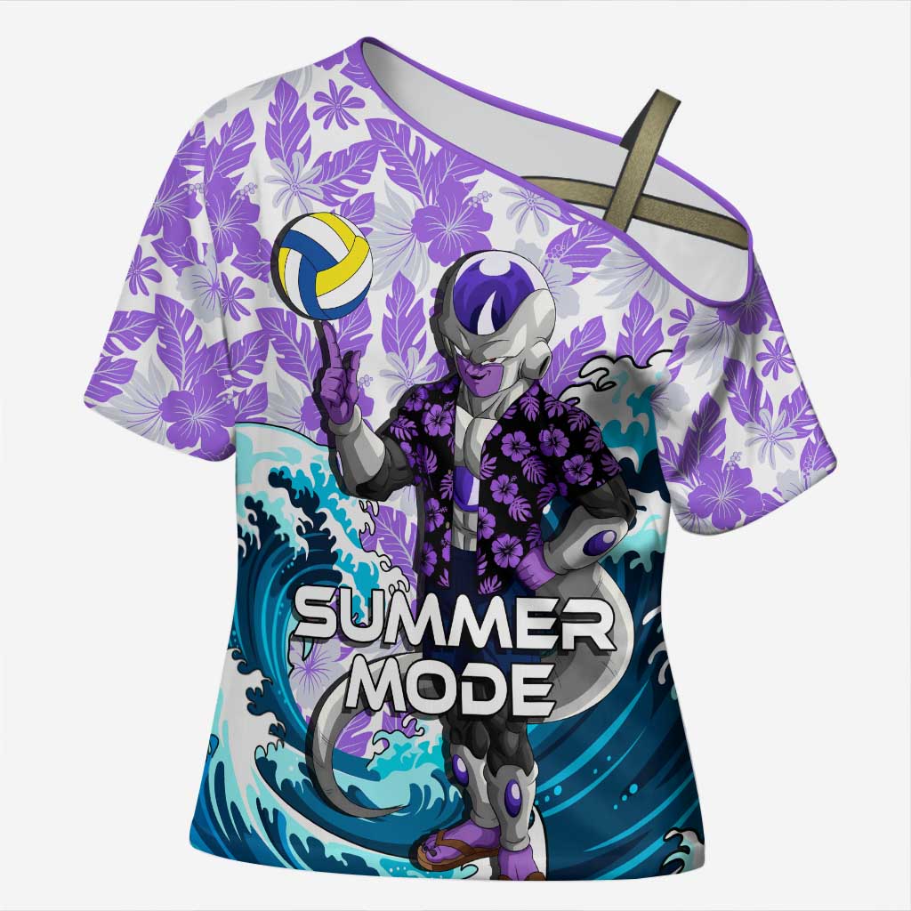 Frieza Dragon Ball Summer Theme Cross Shoulder Shirt with Volleyball Floral Shirt and Shenron Tropical Design - The Mazicc