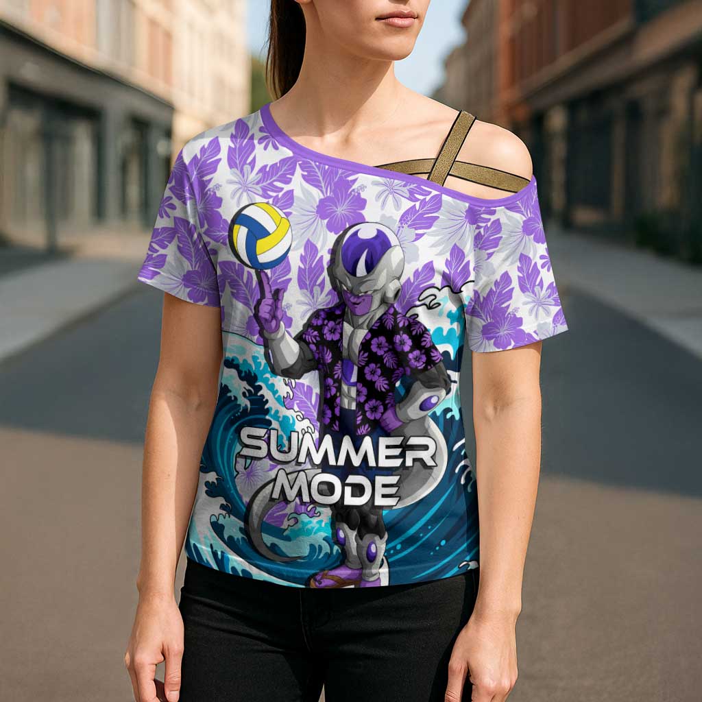 Frieza Dragon Ball Summer Theme Cross Shoulder Shirt with Volleyball Floral Shirt and Shenron Tropical Design - The Mazicc