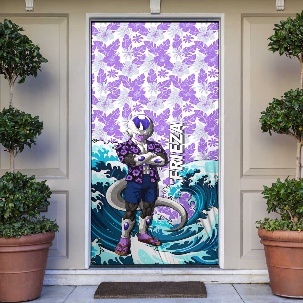 Frieza Dragon Ball Summer Theme Door Cover with Volleyball Floral Shirt and Shenron Tropical Design - The Mazicc