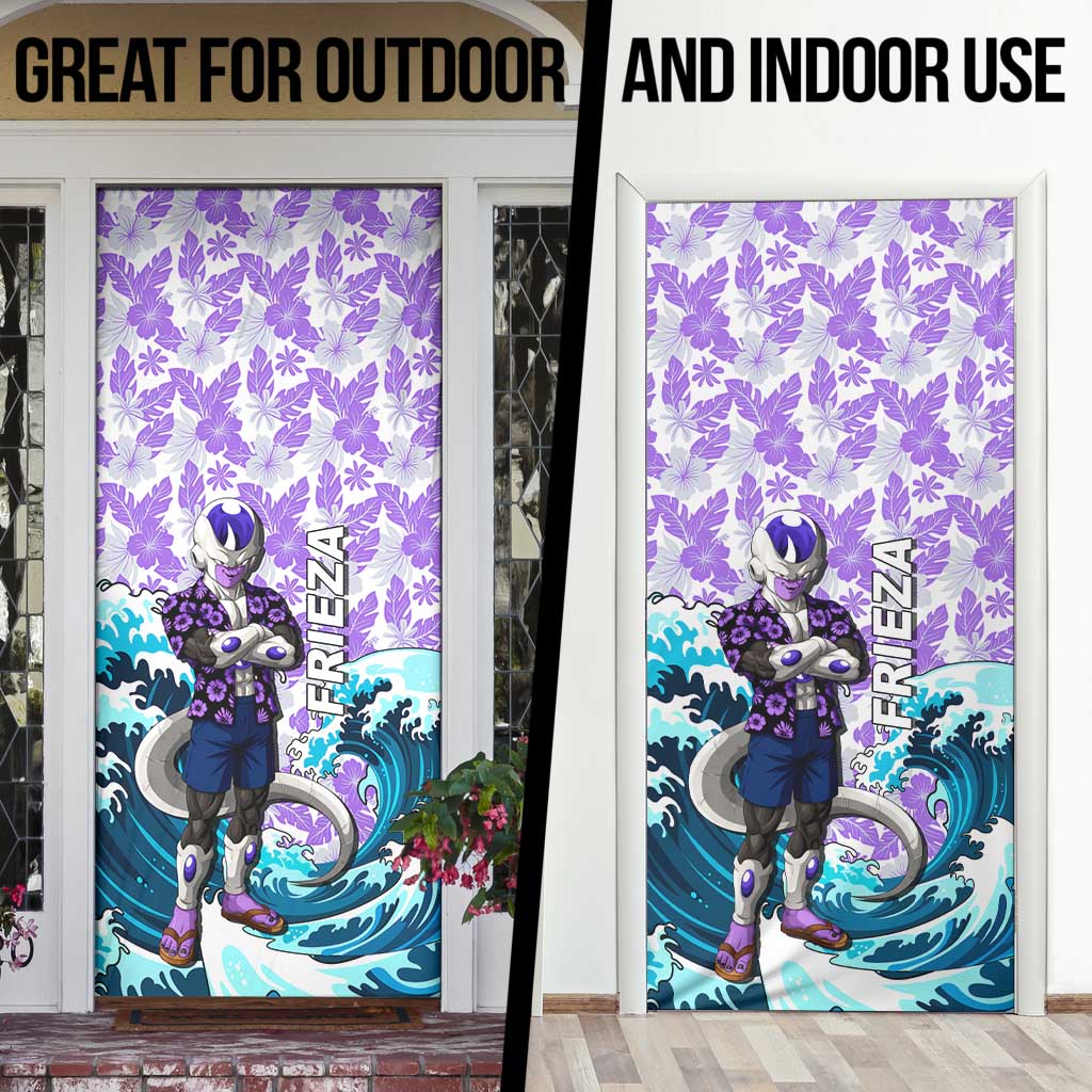 Frieza Dragon Ball Summer Theme Door Cover with Volleyball Floral Shirt and Shenron Tropical Design - The Mazicc