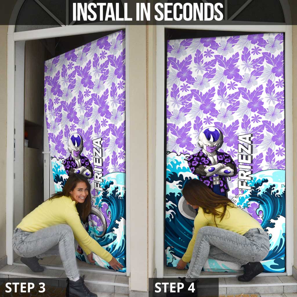 Frieza Dragon Ball Summer Theme Door Cover with Volleyball Floral Shirt and Shenron Tropical Design - The Mazicc