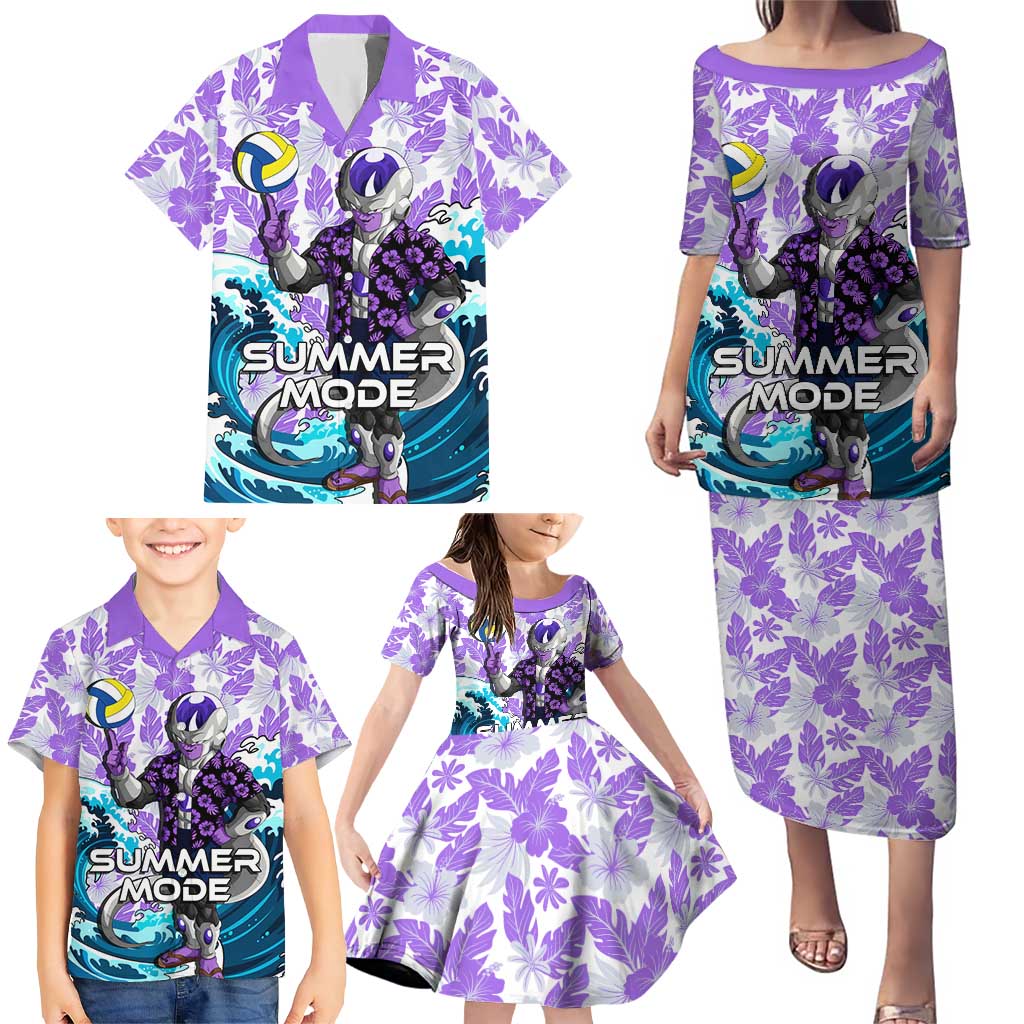Frieza Dragon Ball Summer Theme Family Matching Puletasi and Hawaiian Shirt with Volleyball Floral Shirt and Shenron Tropical Design