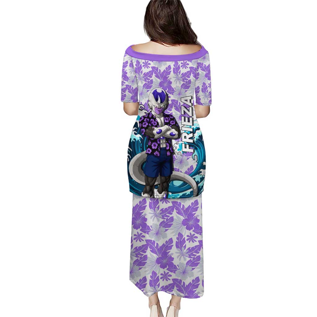 Frieza Dragon Ball Summer Theme Family Matching Puletasi and Hawaiian Shirt with Volleyball Floral Shirt and Shenron Tropical Design