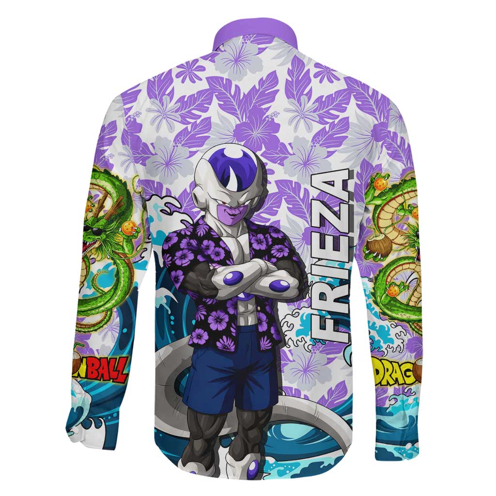 Frieza Dragon Ball Summer Theme Family Matching Summer Maxi Dress and Hawaiian Shirt with Volleyball Floral Shirt and Shenron Tropical Design