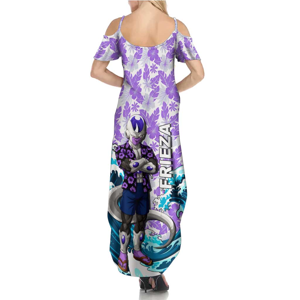 Frieza Dragon Ball Summer Theme Family Matching Summer Maxi Dress and Hawaiian Shirt with Volleyball Floral Shirt and Shenron Tropical Design