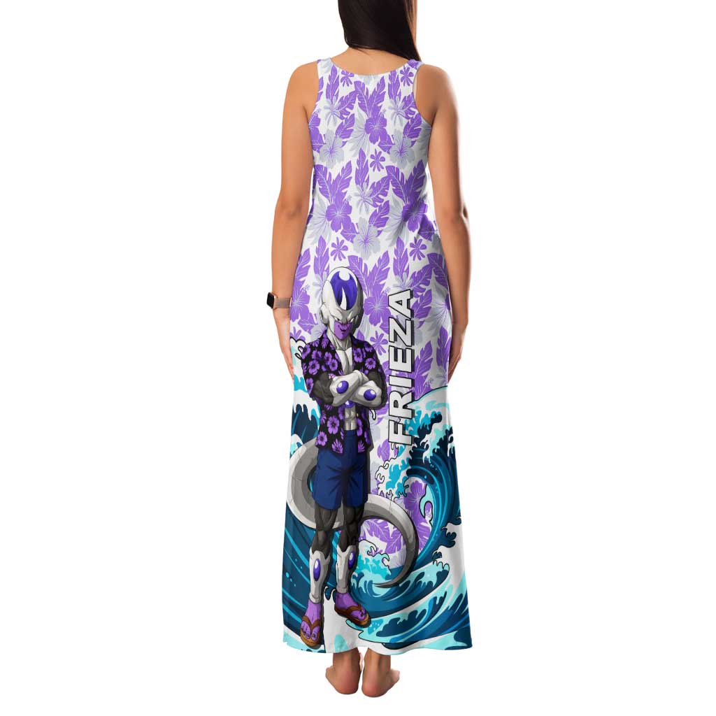 Frieza Dragon Ball Summer Theme Family Matching Tank Maxi Dress and Hawaiian Shirt with Volleyball Floral Shirt and Shenron Tropical Design