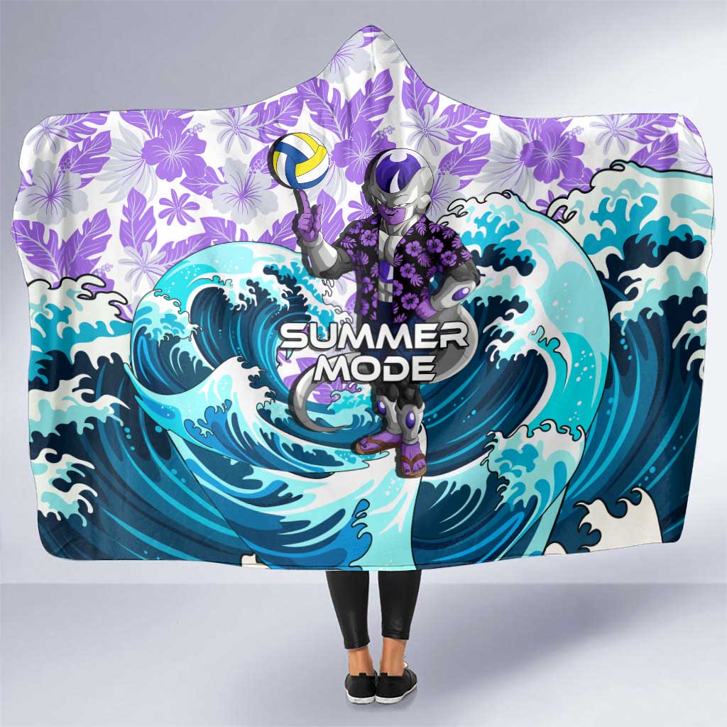 Frieza Dragon Ball Summer Theme Hooded Blanket with Volleyball Floral Shirt and Shenron Tropical Design - The Mazicc