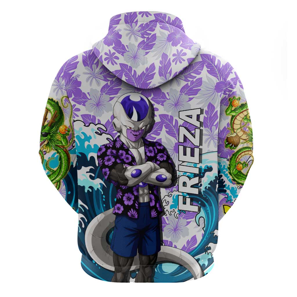 Frieza Dragon Ball Summer Theme Hoodie with Volleyball Floral Shirt and Shenron Tropical Design - The Mazicc