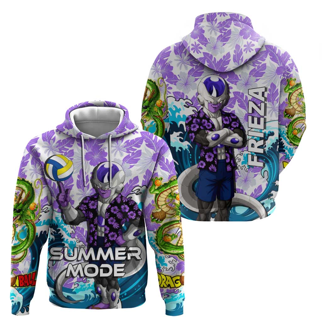 Frieza Dragon Ball Summer Theme Hoodie with Volleyball Floral Shirt and Shenron Tropical Design - The Mazicc