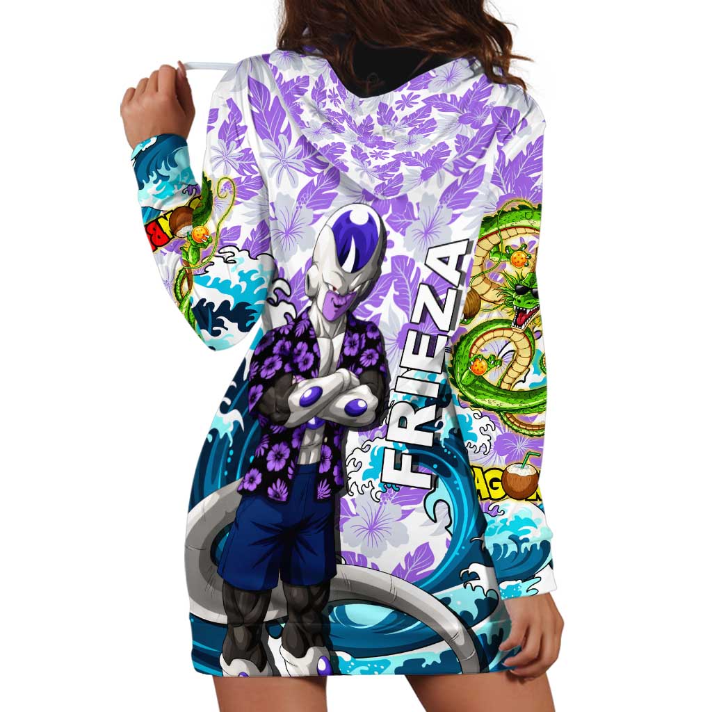 Frieza Dragon Ball Summer Theme Hoodie Dress with Volleyball Floral Shirt and Shenron Tropical Design - The Mazicc