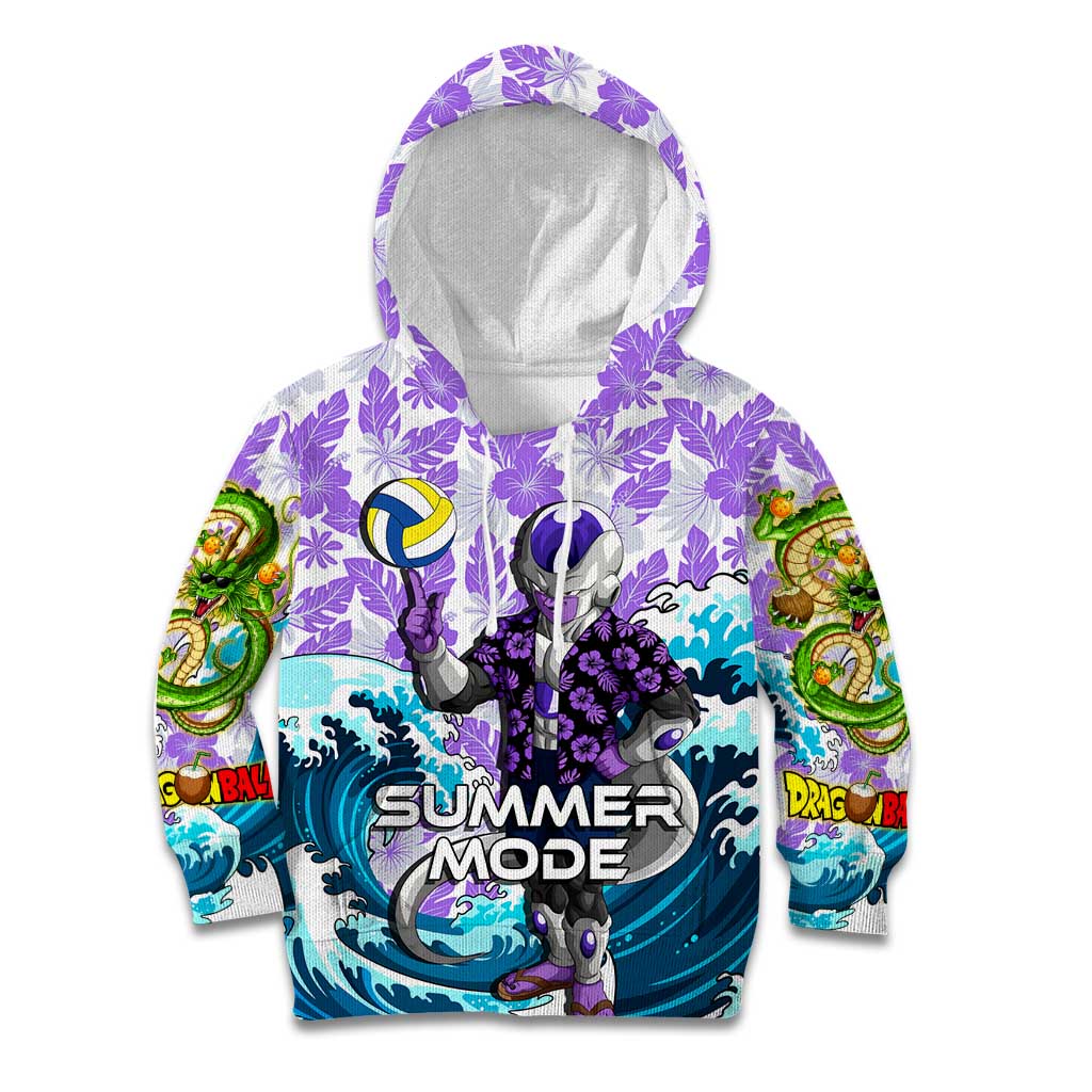 Frieza Dragon Ball Summer Theme Kid Hoodie with Volleyball Floral Shirt and Shenron Tropical Design - The Mazicc