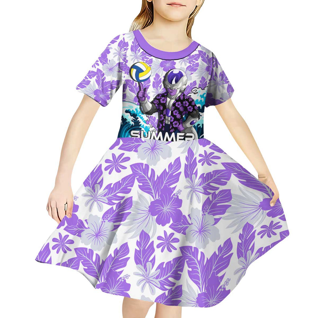 Frieza Dragon Ball Summer Theme Kid Short Sleeve Dress with Volleyball Floral Shirt and Shenron Tropical Design - The Mazicc