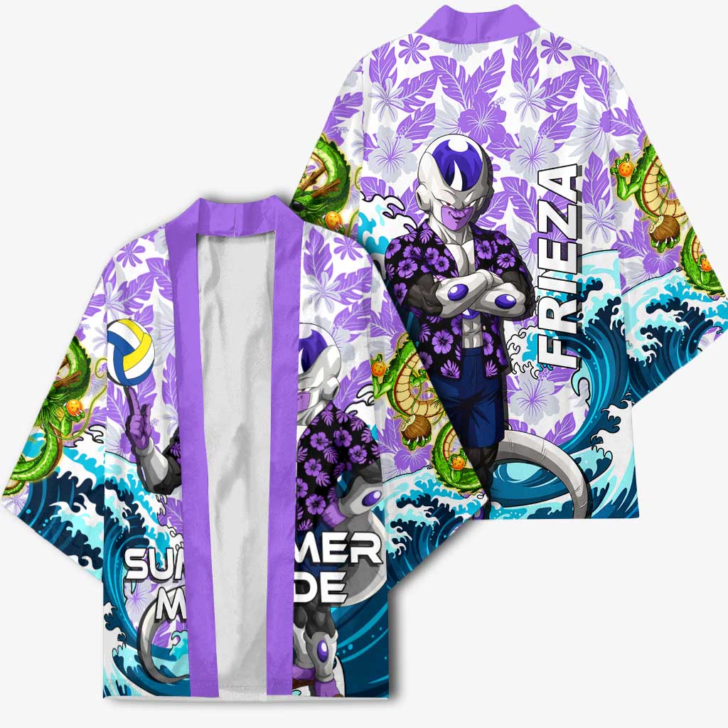 Frieza Dragon Ball Summer Theme Kimono with Volleyball Floral Shirt and Shenron Tropical Design - The Mazicc