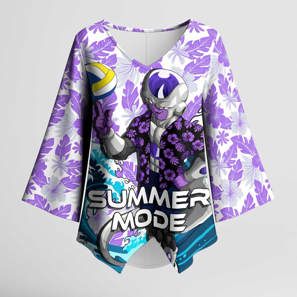Frieza Dragon Ball Summer Theme Kimono Sleeve Blouse with Volleyball Floral Shirt and Shenron Tropical Design - The Mazicc