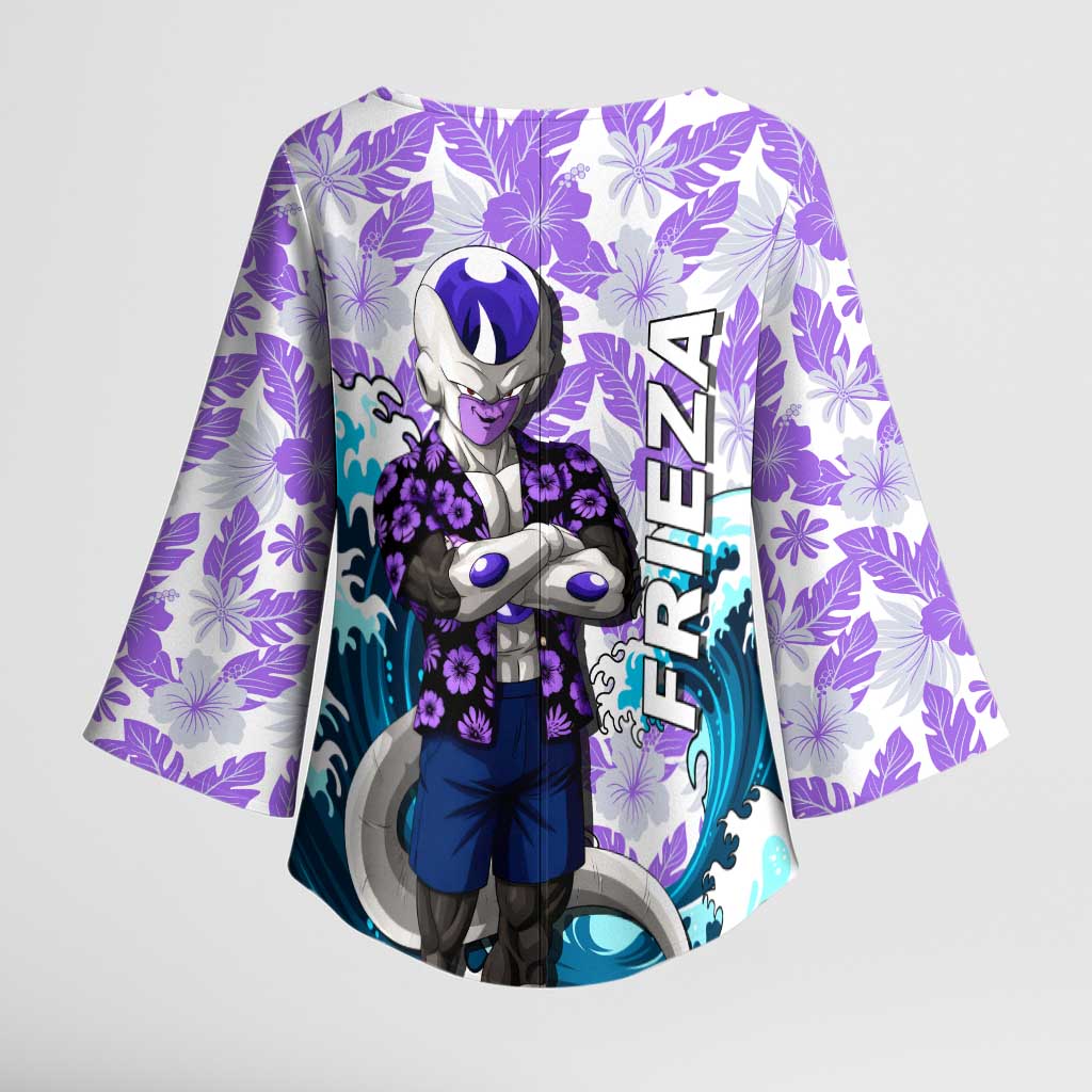 Frieza Dragon Ball Summer Theme Kimono Sleeve Blouse with Volleyball Floral Shirt and Shenron Tropical Design - The Mazicc