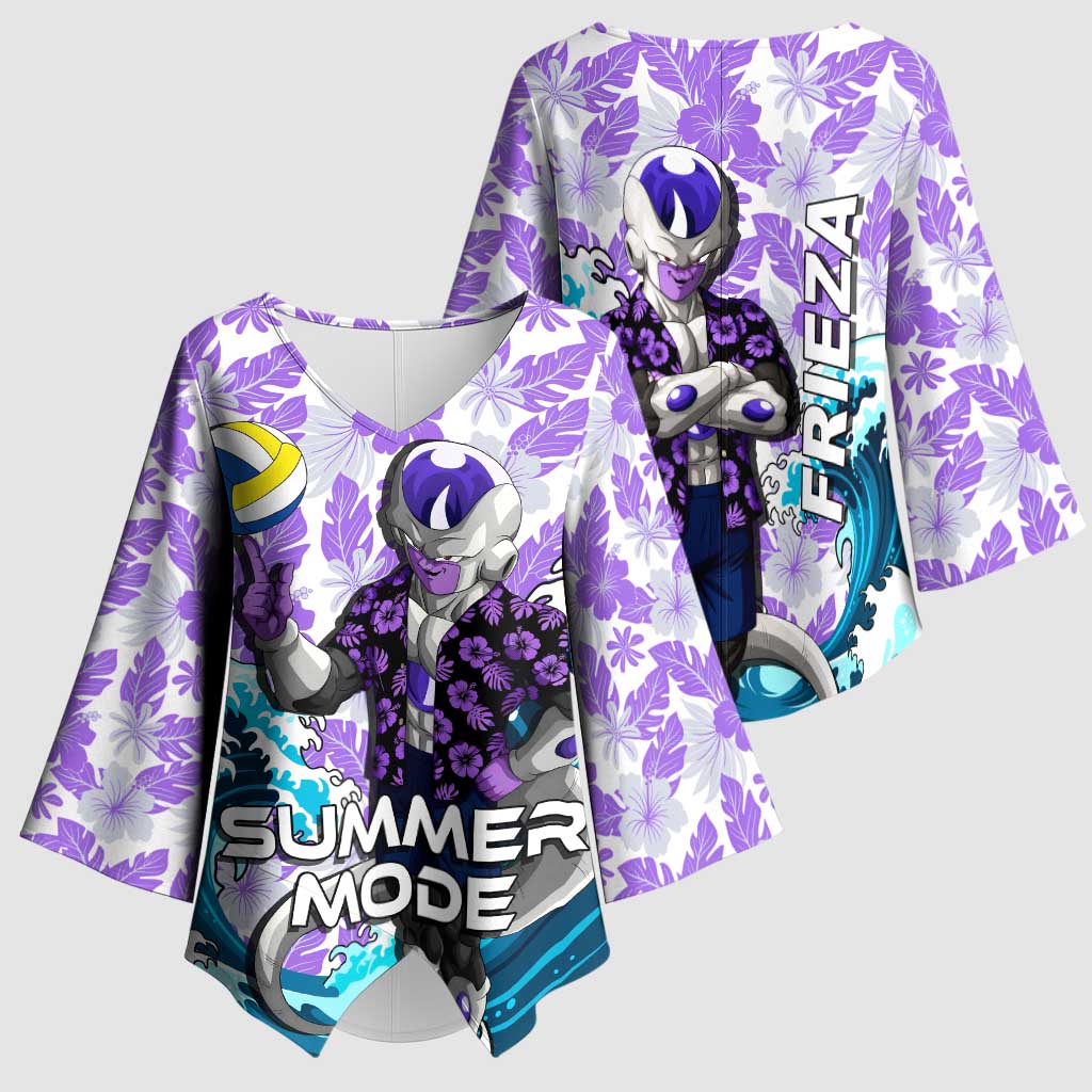Frieza Dragon Ball Summer Theme Kimono Sleeve Blouse with Volleyball Floral Shirt and Shenron Tropical Design - The Mazicc