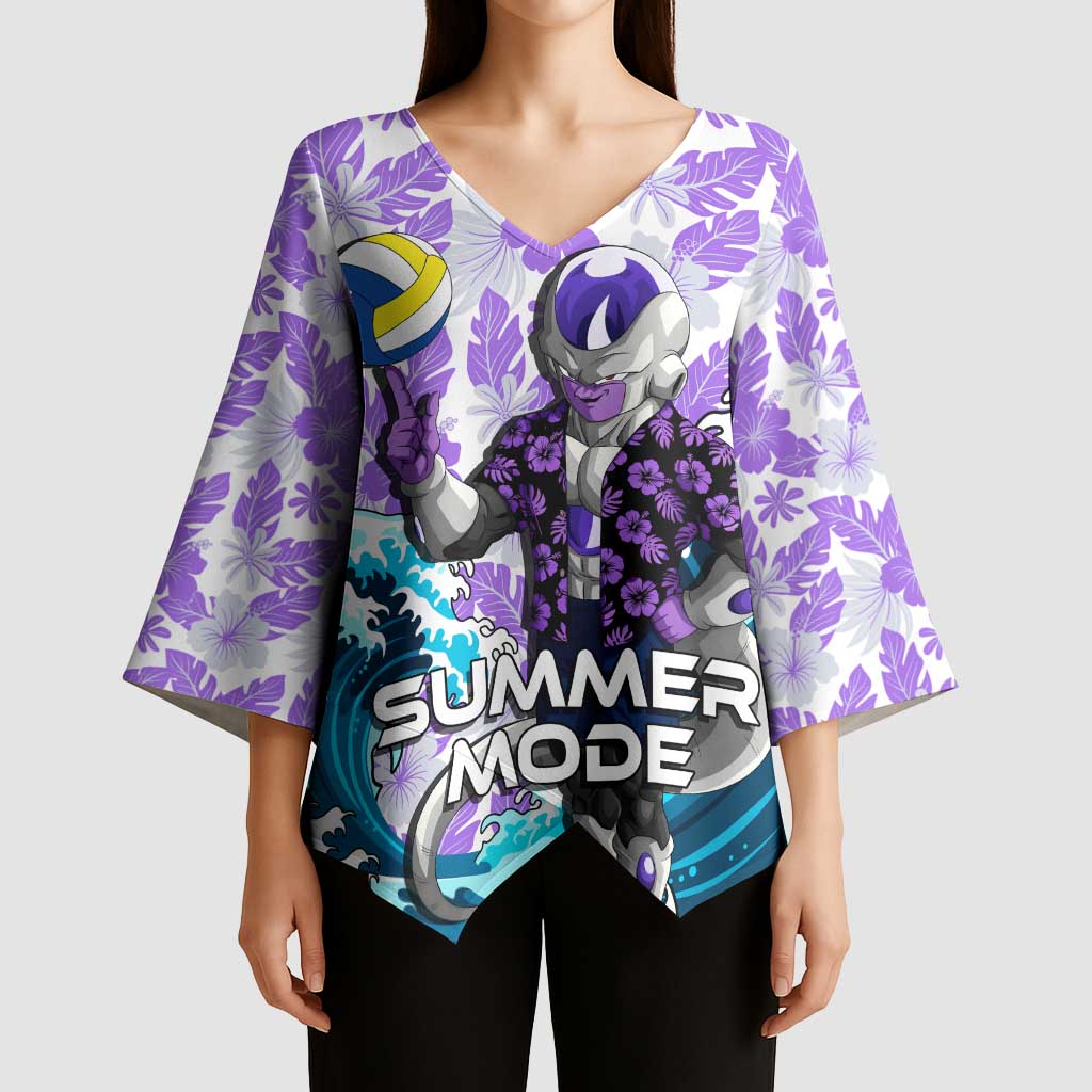 Frieza Dragon Ball Summer Theme Kimono Sleeve Blouse with Volleyball Floral Shirt and Shenron Tropical Design - The Mazicc