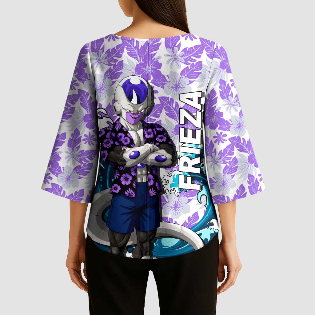 Frieza Dragon Ball Summer Theme Kimono Sleeve Blouse with Volleyball Floral Shirt and Shenron Tropical Design - The Mazicc