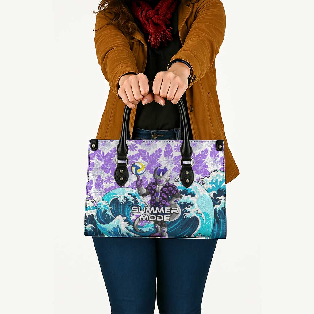 Frieza Dragon Ball Summer Theme Leather Bag with Volleyball Floral Shirt and Shenron Tropical Design - The Mazicc