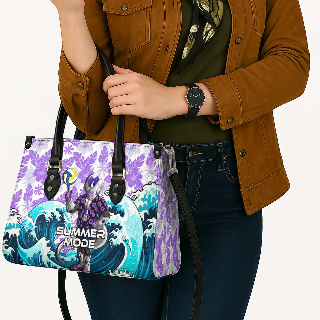 Frieza Dragon Ball Summer Theme Leather Bag with Volleyball Floral Shirt and Shenron Tropical Design - The Mazicc