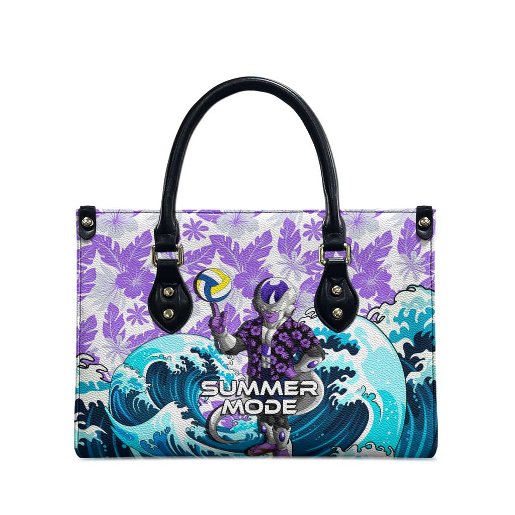 Frieza Dragon Ball Summer Theme Leather Bag with Volleyball Floral Shirt and Shenron Tropical Design - The Mazicc