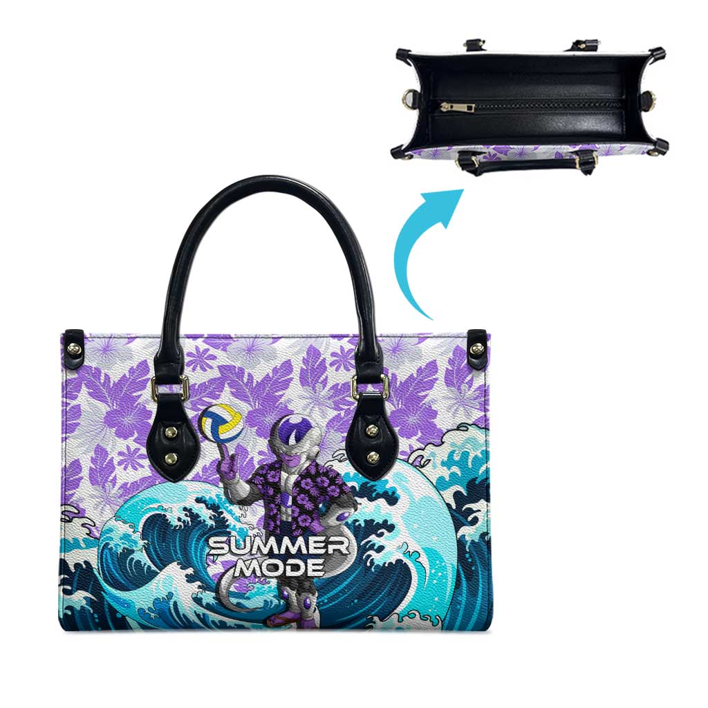 Frieza Dragon Ball Summer Theme Leather Bag with Volleyball Floral Shirt and Shenron Tropical Design - The Mazicc