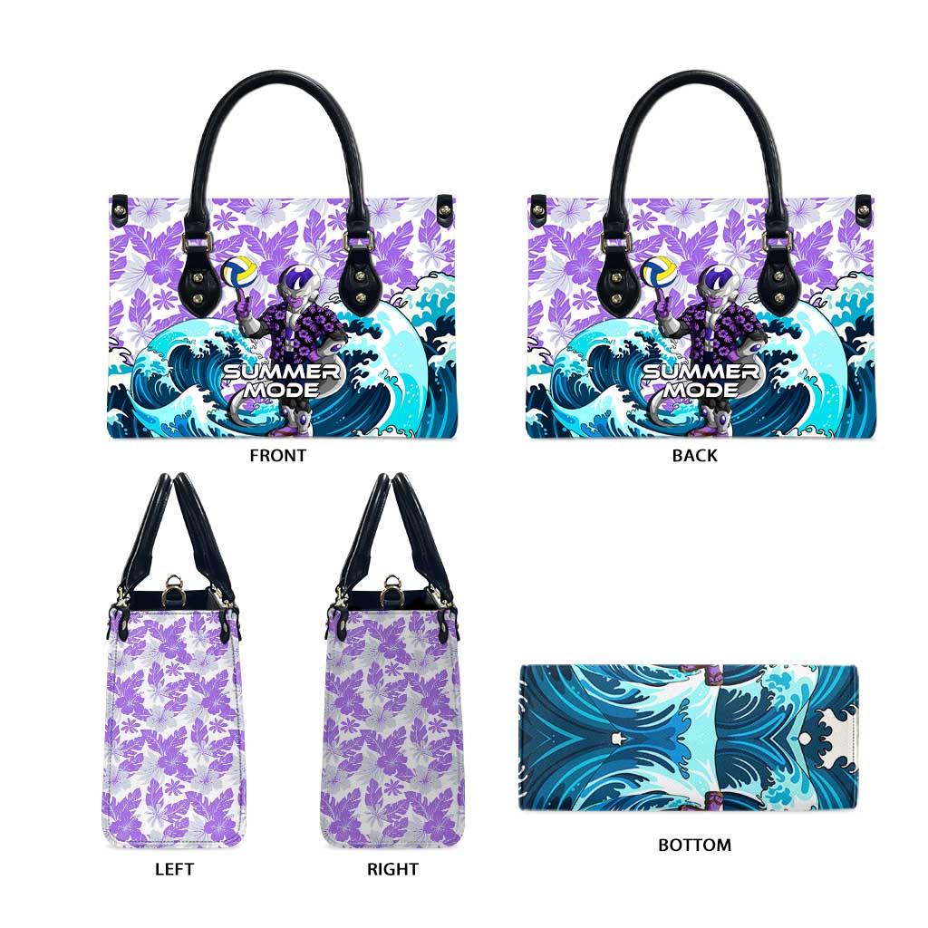Frieza Dragon Ball Summer Theme Leather Bag with Volleyball Floral Shirt and Shenron Tropical Design - The Mazicc