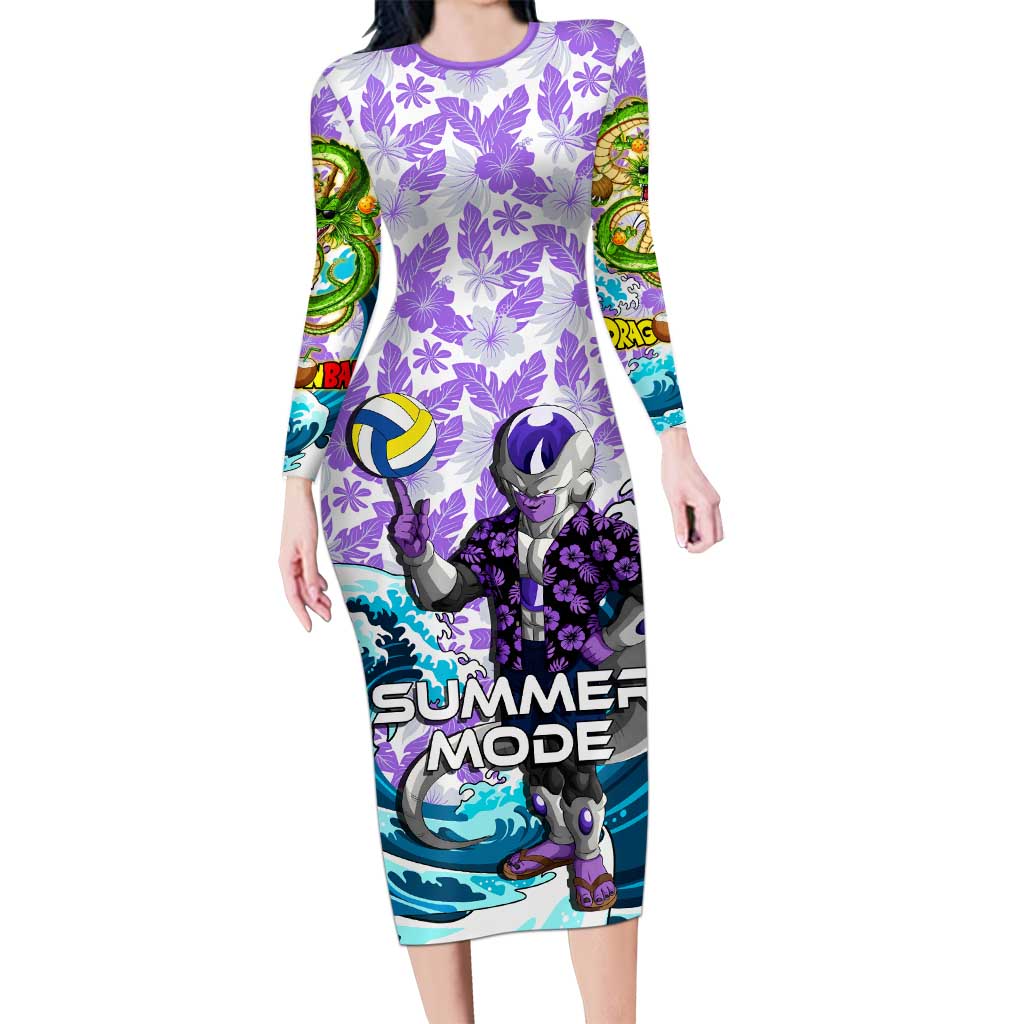 Frieza Dragon Ball Summer Theme Long Sleeve Bodycon Dress with Volleyball Floral Shirt and Shenron Tropical Design - The Mazicc