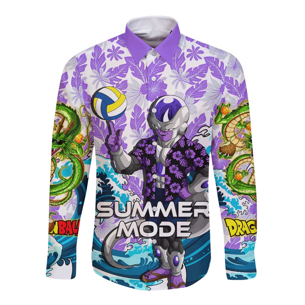 Frieza Dragon Ball Summer Theme Long Sleeve Button Shirt with Volleyball Floral Shirt and Shenron Tropical Design - The Mazicc