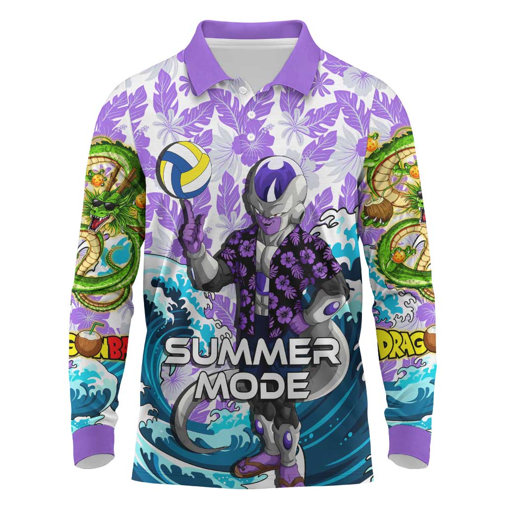 Frieza Dragon Ball Summer Theme Long Sleeve Polo Shirt with Volleyball Floral Shirt and Shenron Tropical Design - The Mazicc